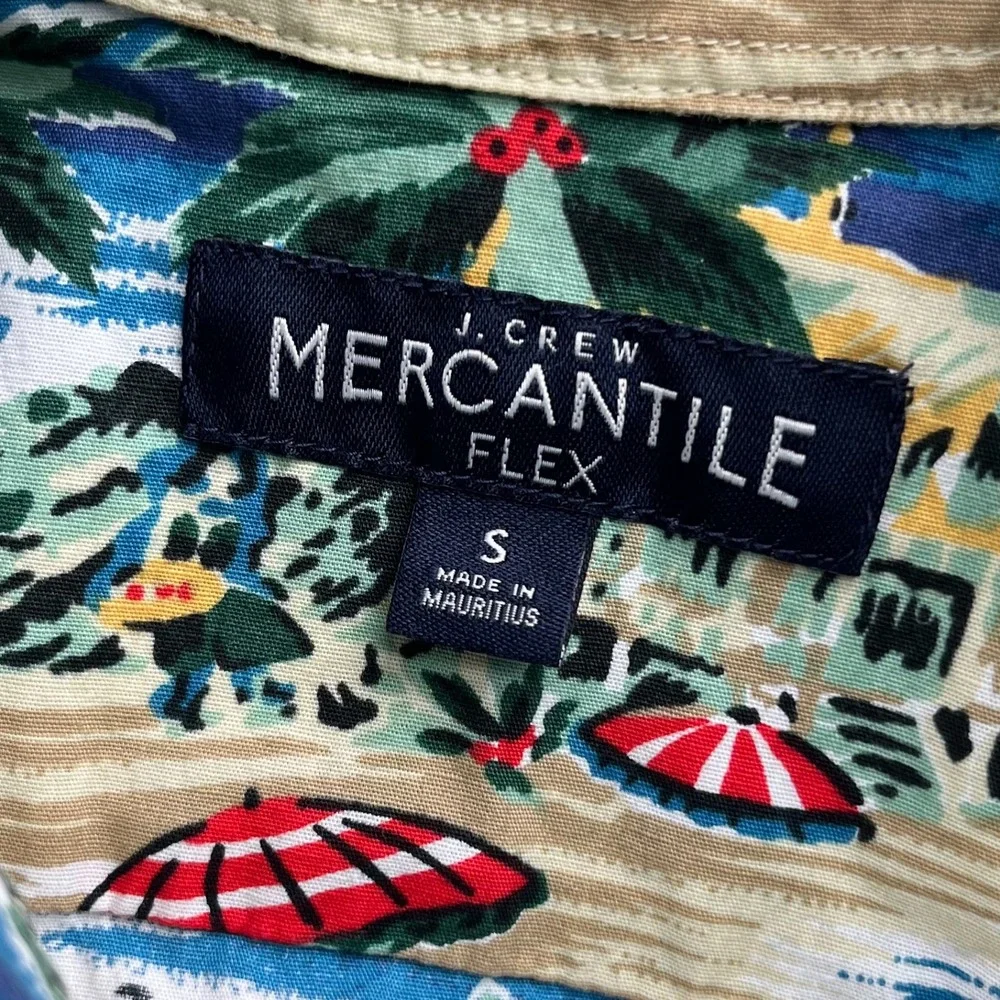 J.Crew‎ Mercantile Flex Short Sleeve Tropical Print Button Up Shirt Mens Small